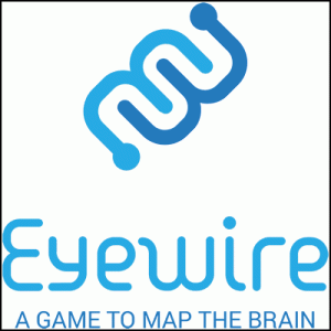 Eyewire logo with motto: 'A Game to Map The Brain'