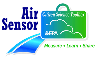 EPA Air Sensor Logo. “Citizen Science Toolbox” with EPA seal. Motto: Measure, Learn, Share