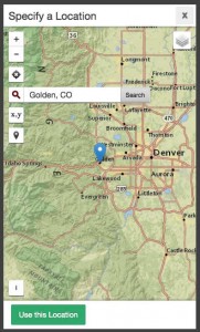 A screen capture of the mobile version of “Did You Feel It?” location map.