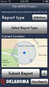 View of the mPING app on an iPhone.