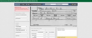 Screenshot of the transcription webpage for the North American Bird Phenology Program.