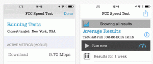 A screenshot of the FCC Speed Test app on iTunes.