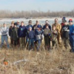 A group of Boy Scouts at a work day on a refuge.